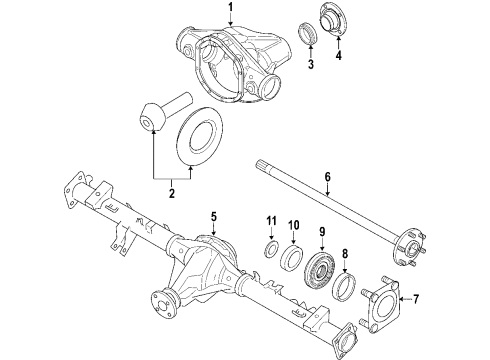 2004 Nissan Titan Rear Axle, Differential, Propeller Shaft Rear Axle Assembly, W/PARKING Brake & AXLES Diagram for 43003-7S26A