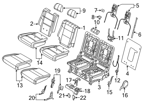 2011 Dodge Durango Rear Seat Components Seat Cushion Foam Diagram for 68101096AA