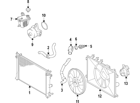 2020 Toyota Corolla Cooling System, Radiator, Water Pump, Cooling Fan Fan Motor Diagram for 16363-37130