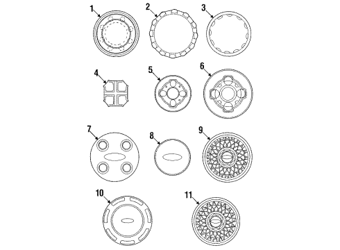 1990 Ford Escort Wheel Covers & Trim Cap Diagram for FO3Z1130B