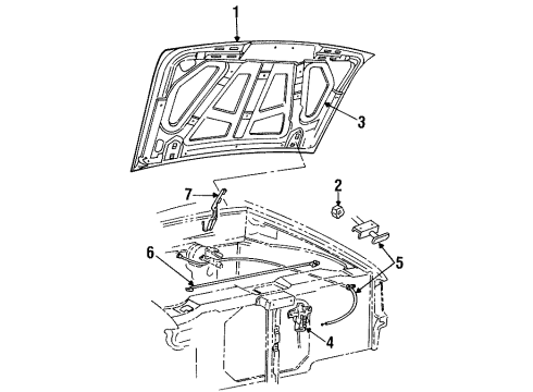 1996 Ford Ranger Hood & Components Release Cable Diagram for F5TZ-16916-B
