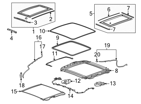 2013 Buick LaCrosse Sunroof Fixed Glass Side Seal Diagram for 20805903