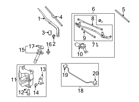 2011 Nissan 370Z Wiper & Washer Components Windshield Wiper Arm Assembly Diagram for 28881-1EA0A