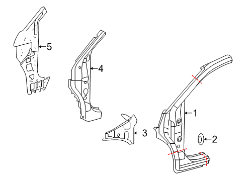 2014 Toyota Highlander Hinge Pillar Inner Hinge Pillar Diagram for 61024-0E040