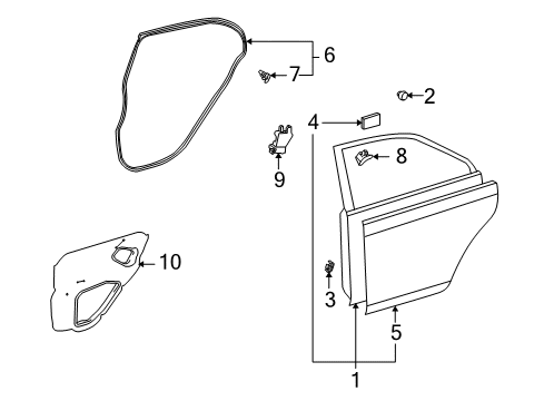 2013 Toyota Corolla Rear Door Door Shell Diagram for 67004-02220