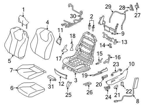 2018 Infiniti Q60 Power Seats Cover-Front Seat Back Diagram for 870N2-5CA0A