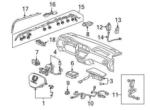 2007 Honda Pilot Air Bag Components OPDS Unit Diagram for 81161-S9V-A13