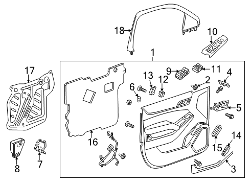 2020 Chevrolet Tahoe Interior Trim - Front Door Window Switch Diagram for 23488406