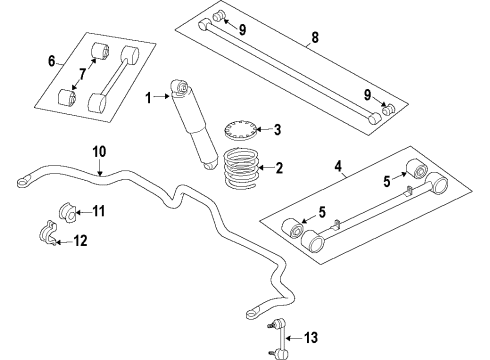 2008 Kia Sorento Rear Axle, Stabilizer Bar, Suspension Components Upper Arm Assembly-Rear Diagram for 552003E100