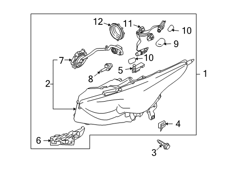 2010 Infiniti FX35 Headlamps Right Headlight Assembly Diagram for 26010-1CE1A