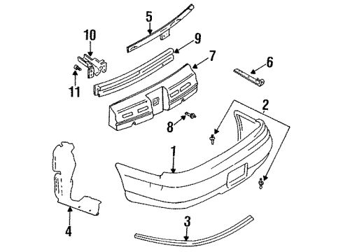 1998 Chevrolet Monte Carlo Rear Bumper Shield-Rear Bumper Fascia Splash Diagram for 10176784