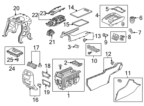 2020 Honda Pilot Center Console Garnish, RR. Console *NH836L* (WISTERIA LIGHT GRAY) Diagram for 83416-TG7-A01ZC