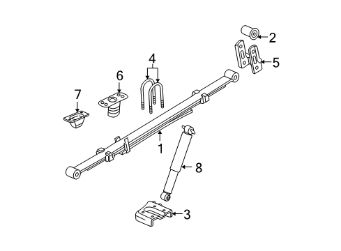 2004 GMC Canyon Rear Suspension Components, Stabilizer Bar Rear Spring Assembly Diagram for 25986743