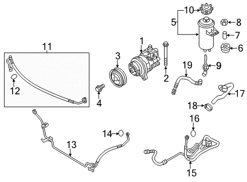 2010 BMW X5 Wiper & Washer Components Power Steering Fluid Oil Reservoir Tank Diagram for 32416782286