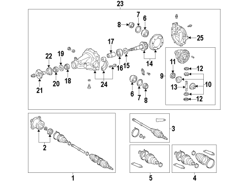 2009 Toyota Highlander Rear Axle, Axle Shafts & Joints, Differential, Drive Axles, Propeller Shaft Side Gear Diagram for 41039-21010