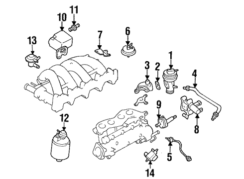 1998 Nissan 240SX EGR System Gasket-EGR Passage Diagram for 14720-53F00