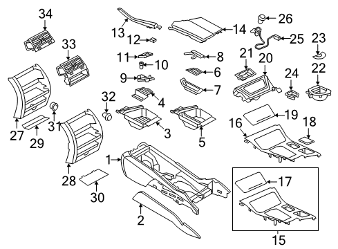 2013 BMW M5 Console Clasp Diagram for 51168050254