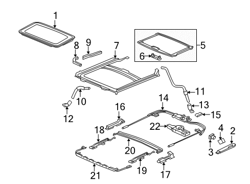 2013 Honda Civic Sunroof Cover, L. Link Diagram for 70635-TR0-A01