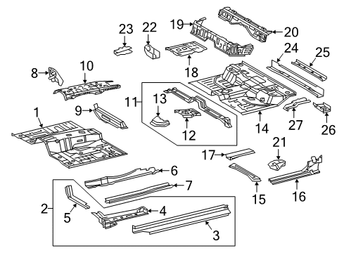 2016 Toyota Tacoma Cab - Floor Front Floor Pan Diagram for 58111-04470