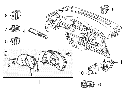2019 Honda HR-V Instruments & Gauges Meter Assembly, Combination (Rewritable) Diagram for 78100-THX-A11