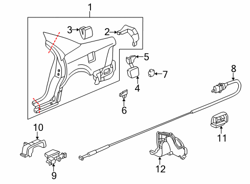 2003 Acura RL Quarter Panel & Components Cable, Fuel Lid Opener (LH) Diagram for 74411-SZ3-A01
