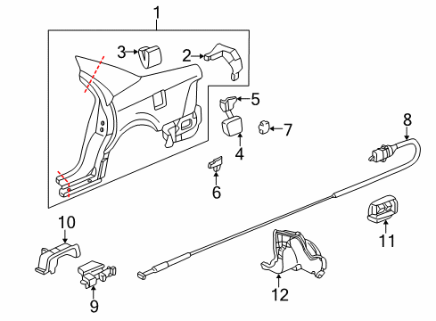 2003 Acura RL Quarter Panel & Components Panel Set, Left Rear (Outer) Diagram for 04646-SZ3-340ZZ