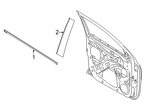 2019 Ford Ranger Exterior Trim - Front Door Belt Molding Diagram for AB3Z-2620934-C