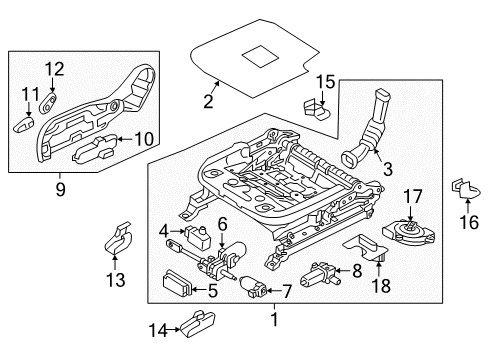 2020 Hyundai Tucson Power Seats Switch Assembly-Power FR Seat RH Diagram for 88295-C1001