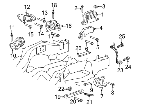 2016 GMC Terrain Engine & Trans Mounting Transmission Mount Bracket Bolt Diagram for 11570056