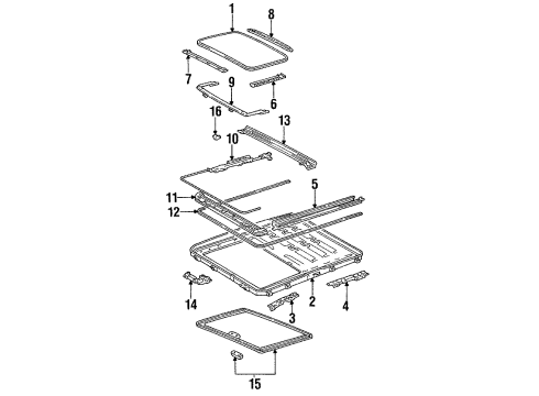 1995 Lexus ES300 Sunroof Guide Rail Diagram for 63208-22040