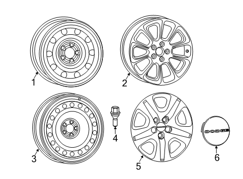 2016 Dodge Dart Wheels Wheel Alloy Aluminum Diagram for 1TH59XZAAB