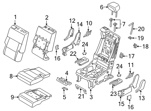 2021 Ford Police Interceptor Utility Second Row Seats Seat Cushion Pad Diagram for LB5Z-7863840-D