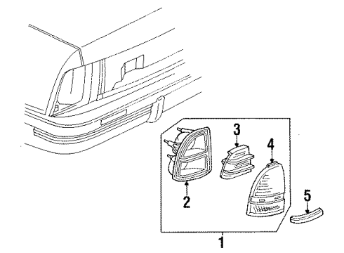 1988 Pontiac Sunbird Tail Lamps Lens Diagram for 16508378