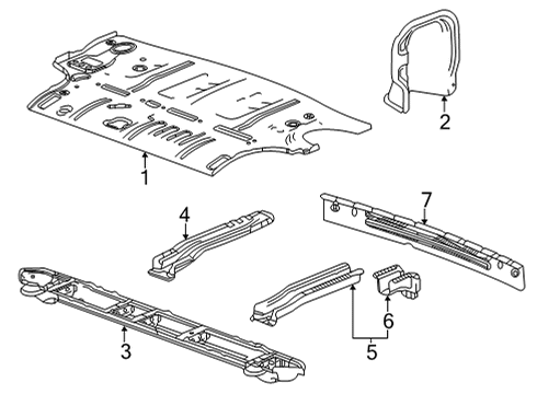 2022 Cadillac Escalade Rear Floor & Rails Rear Floor Pan Diagram for 84755160