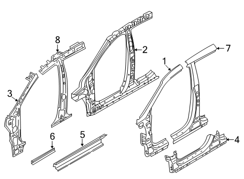2016 Hyundai Santa Fe Sport Center Pillar, Hinge Pillar, Rocker Panel Assembly-Side Sill Inner, LH Diagram for 65170-2W000