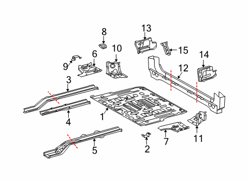 2003 Toyota 4Runner Rear Body - Floor & Rails Rear Floor Pan Diagram for 58311-35081