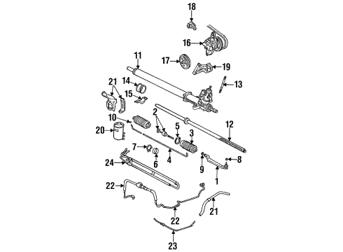 1992 Acura Vigor P/S Pump & Hoses, Steering Gear & Linkage Dust Seal, Tie Rod (A) Diagram for 53534-SL5-A01