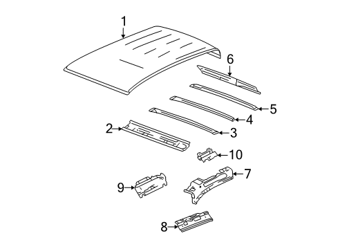 2011 GMC Canyon Roof & Components Bow-Roof Panel Diagram for 15235662