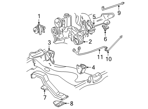 2001 Chevrolet S10 Engine & Trans Mounting Mount, Trans Diagram for 15726980