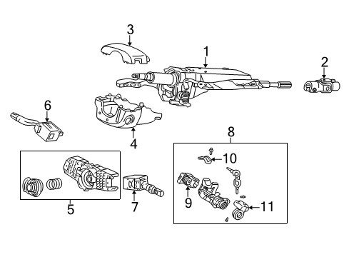 2002 Acura RSX Switches Lock Assembly, Steering Diagram for 35100-S6M-A12