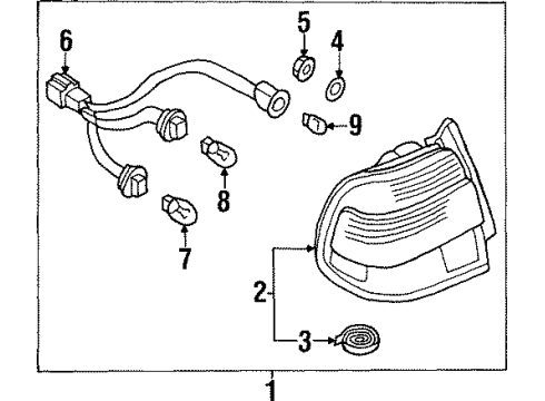 1997 Infiniti Q45 Bulbs Lamp Assembly-Rear Combination, RH Diagram for 26550-6P125