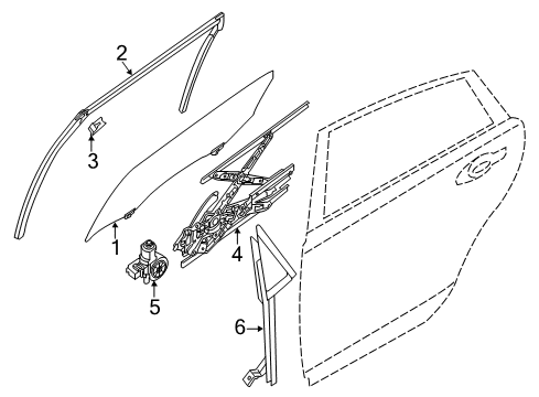 2017 Nissan Altima Rear Door Regulator Door Window LH Diagram for 82721-3TA1A