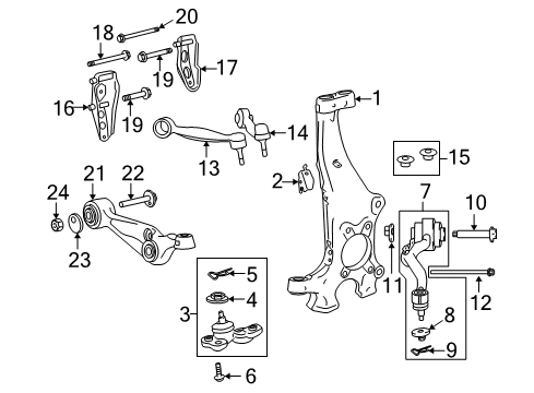 2010 Lexus LS460 Front Suspension, Lower Control Arm, Upper Control Arm, Ride Control, Stabilizer Bar, Suspension Components Knuckle, Steering, RH Diagram for 43201-50040