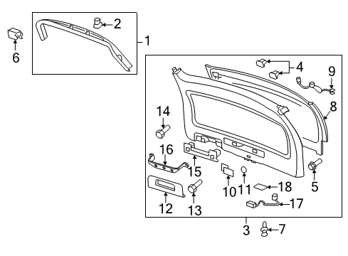 2015 GMC Acadia Interior Trim - Lift Gate Pull Handle Bracket Diagram for 25822279