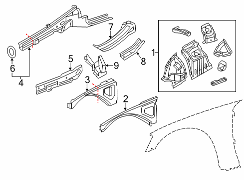 2017 Chrysler 300 Structural Components & Rails Beam-Upper Load Path Diagram for 68037592AA