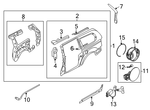 2014 Kia Sedona Side Panel & Components GARNISH Assembly-Upper R Diagram for 841464D000