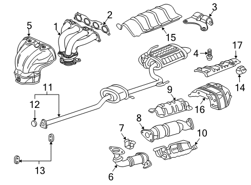 2007 Honda Accord Exhaust Manifold Rubber, Exhuast Mounting Diagram for 18215-SDA-A31