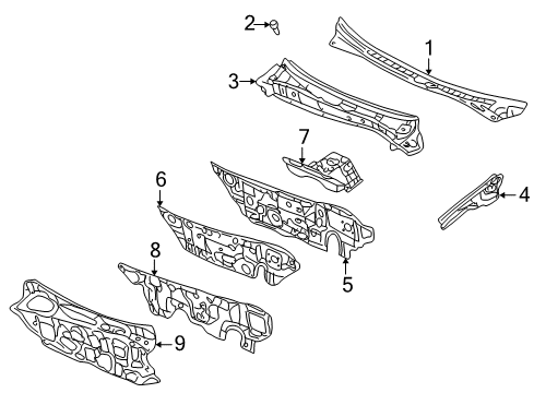 1999 Mitsubishi Galant Cowl Panel-Dash Diagram for MR325483