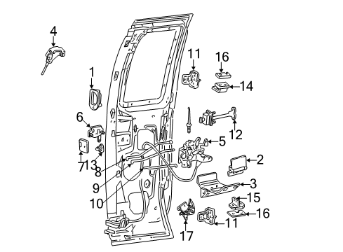 2002 Ford F-250 Super Duty Rear Door - Lock & Hardware Striker Diagram for 2C3Z-28265A04-AA