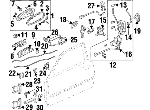 1997 Acura CL Door & Components Grommet, Screw (4MM) (Yellow) Diagram for 90665-SM4-000